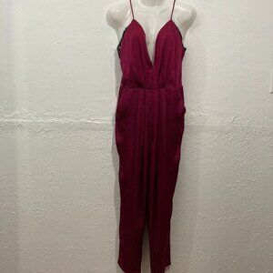 Lovers + Friends jumpsuit tapered sleeveless spaghetti Straps Pockets Pink M